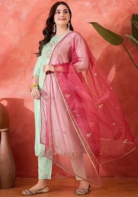 Green Yoke Design Blended Kurta Set