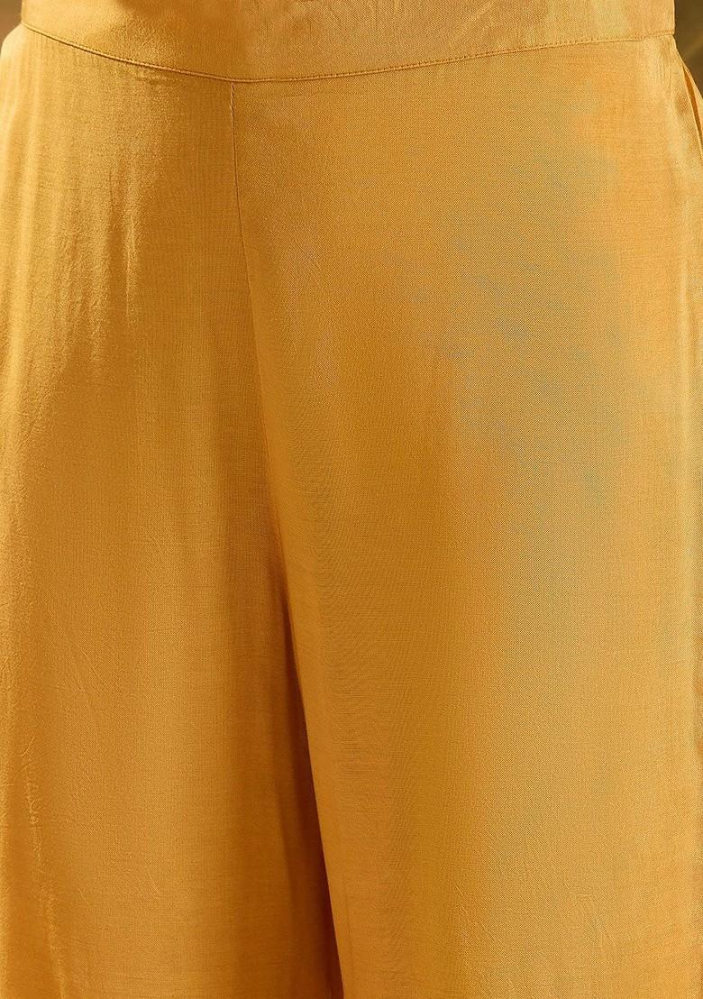 Peach Embroidered Blended Kurta Set - Indya