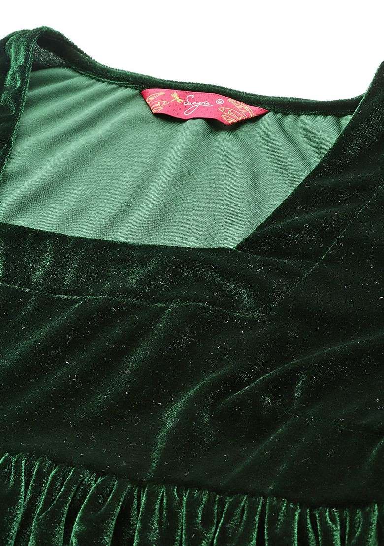 Green Solid Blended Kurta Set - Indya