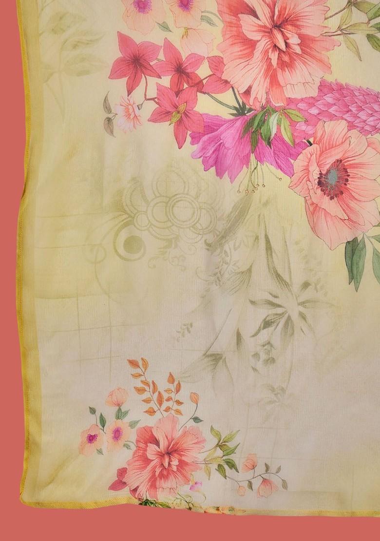 Yellow Embroidered Blended Kurta Set - Indya