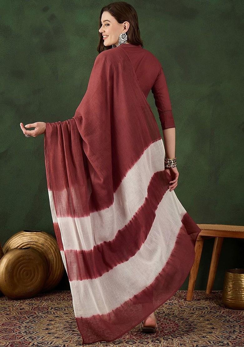 Brown Solid Blended Kurta Set - Indya