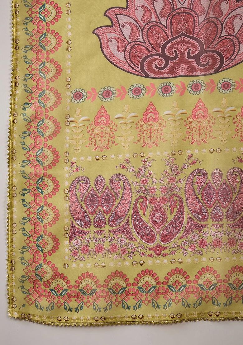 Yellow Embroidered Blended Kurta Set - Indya