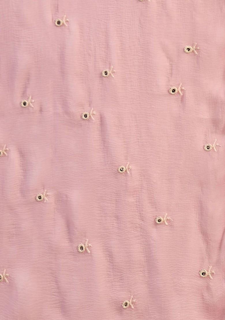 Pink Printed Blended Kurta Set - Indya