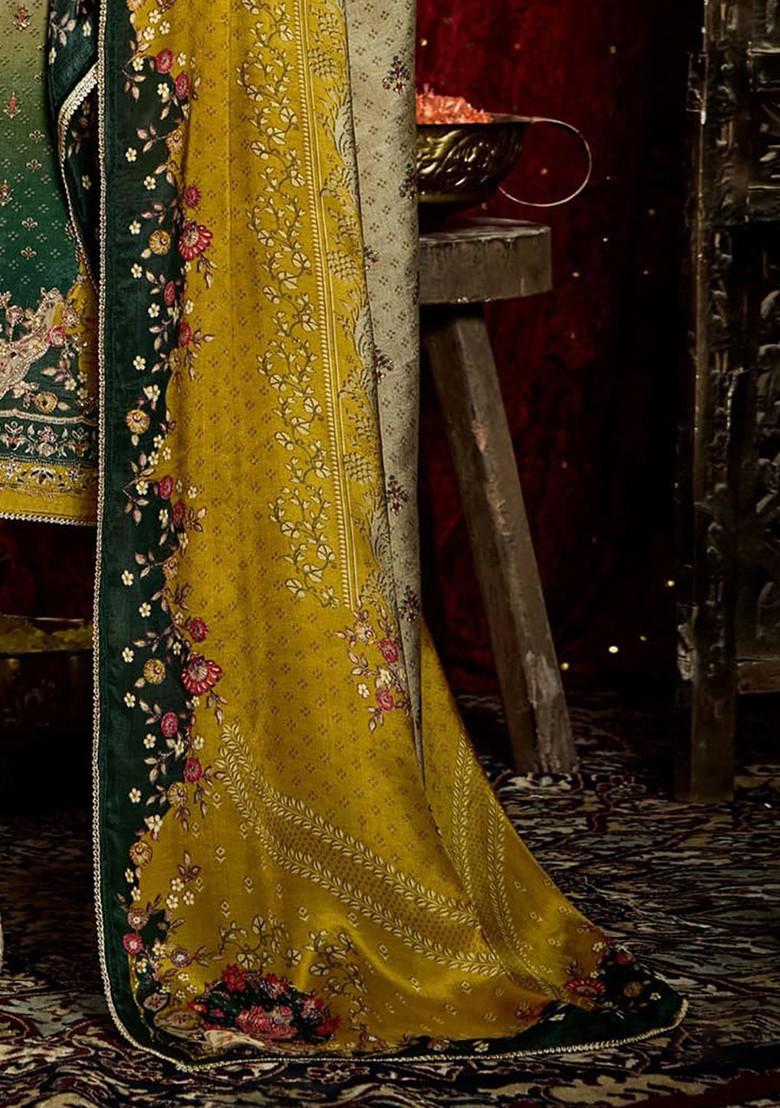 Yellow Embroidered Blended Kurta Set - Indya