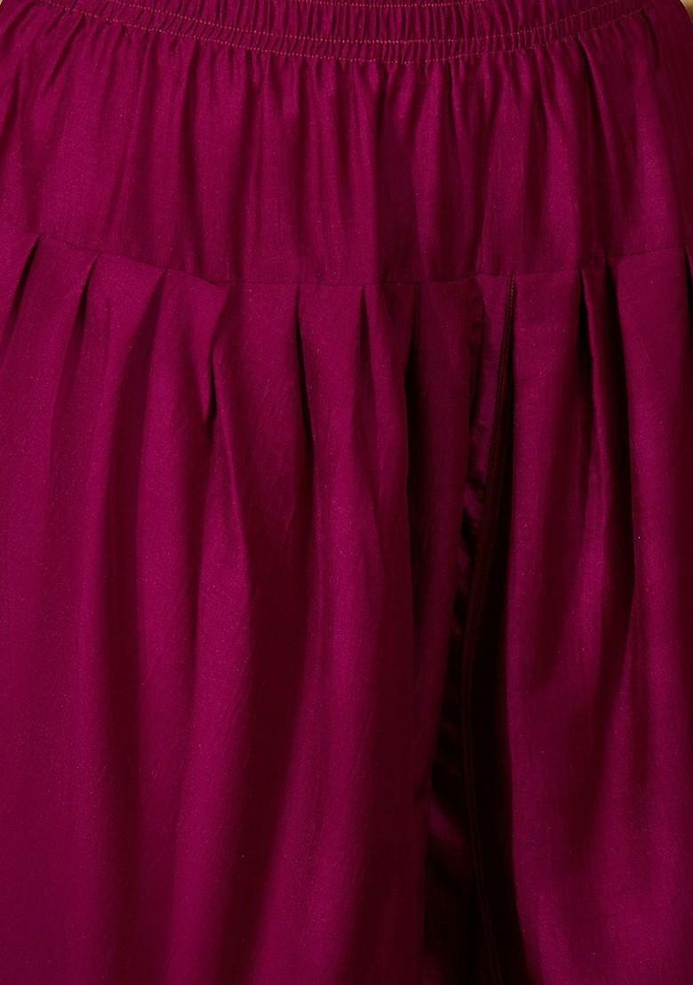 Red Printed Blended Kurta Set - Indya