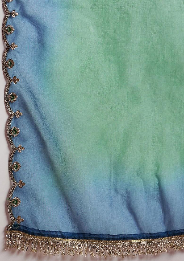 Navy Blue Embroidered Blended Kurta Set - Indya