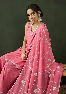 Pink Sequence Work Blended Kurta Set