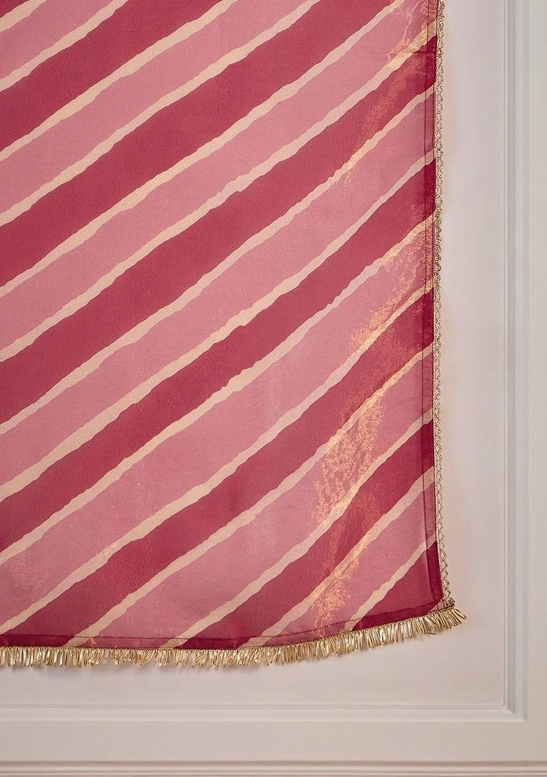 Magenta Embroidered Blended Kurta Set - Indya