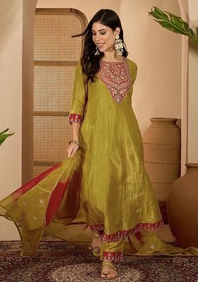 Yellow Yoke Design Blended Kurta Set