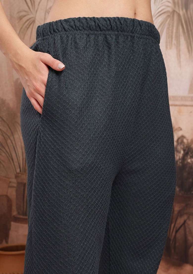 Grey Woven Design Blended Kurta Set - Indya