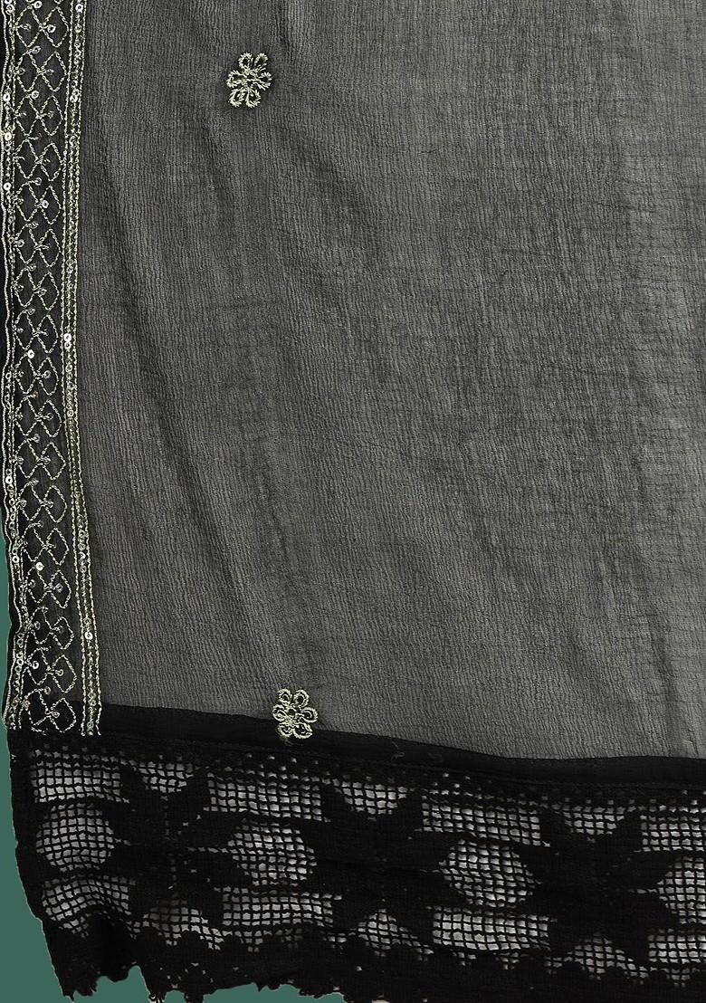 Green Embroidered Blended Kurta Set - Indya