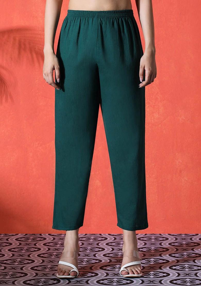 Green Printed Blended Kurta Set - Indya