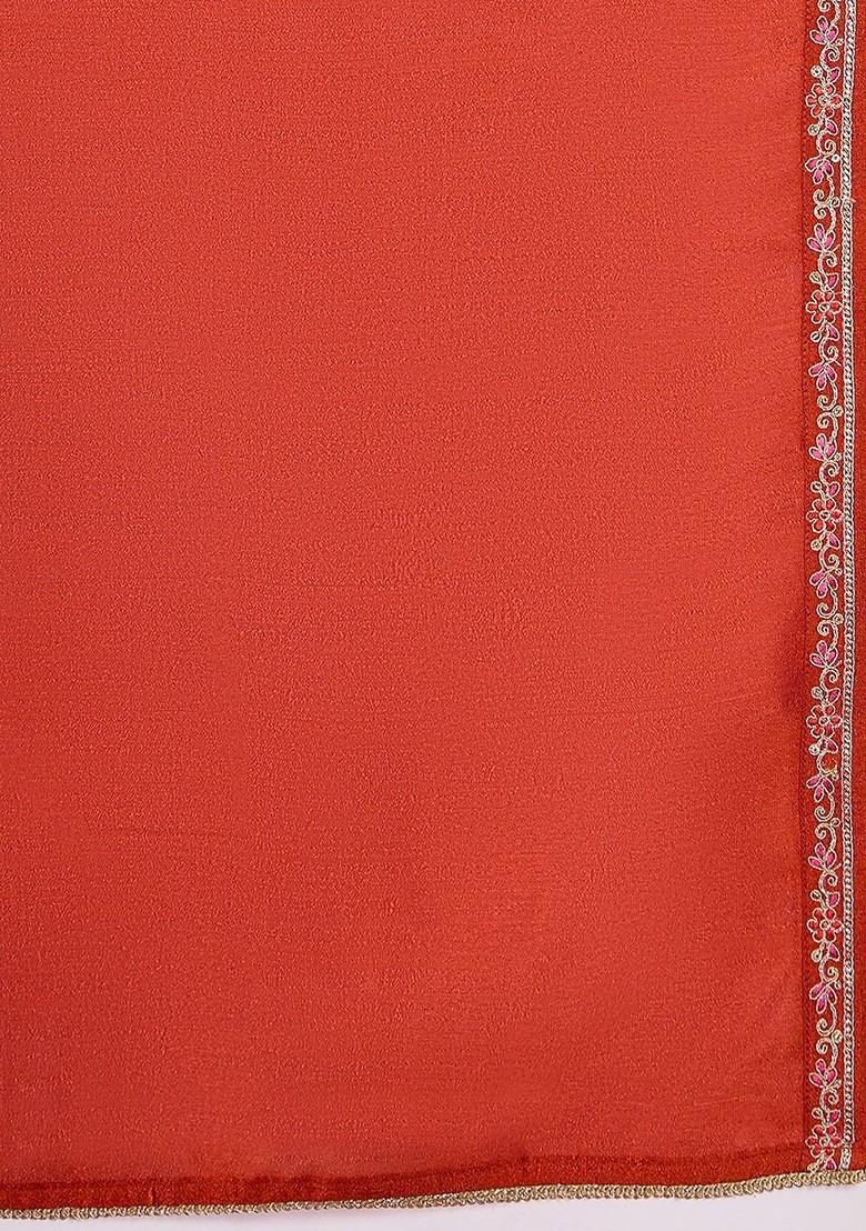 Pink Embroidered Blended Kurta Set - Indya