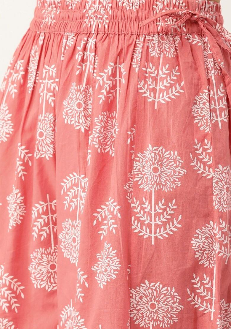 Pink Embroidered Blended Kurta Set - Indya