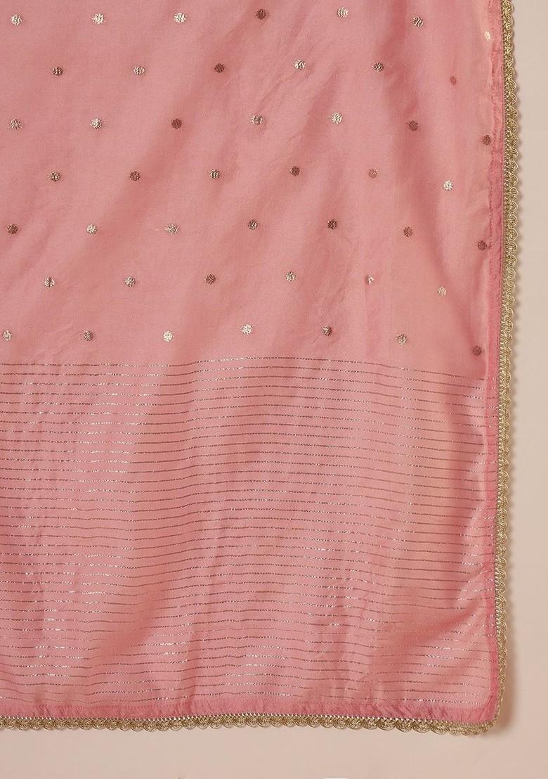 Pink Embroidered Blended Kurta Set - Indya
