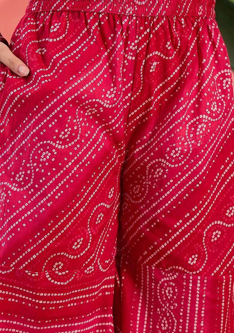 White Printed Blended Kurta Set - Indya