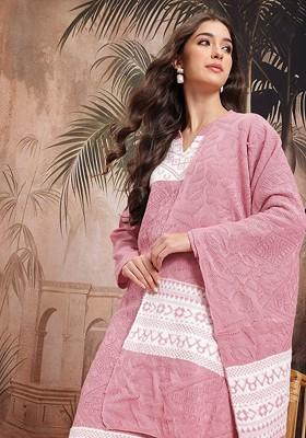 Pink Woven Design Blended Kurta Set