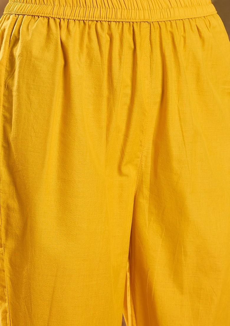 Yellow Printed Blended Kurta Set - Indya