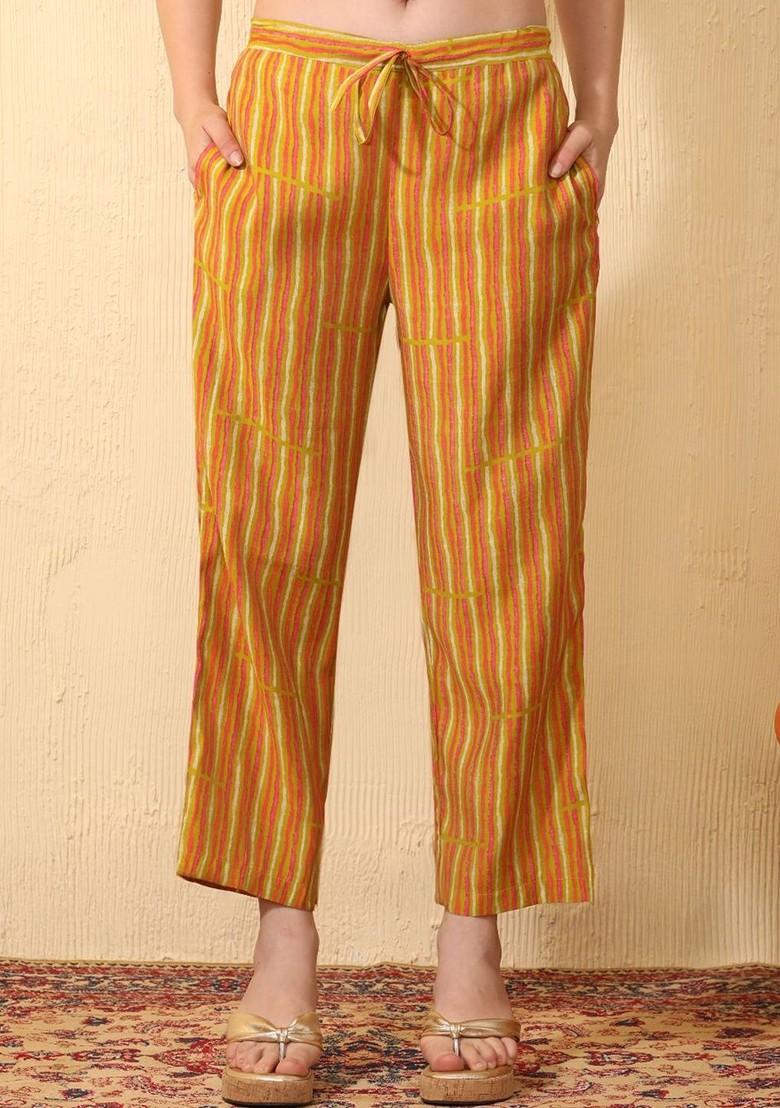 Mustard Printed Blended Kurta Set - Indya