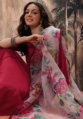 Maroon Solid Blended Kurta Set