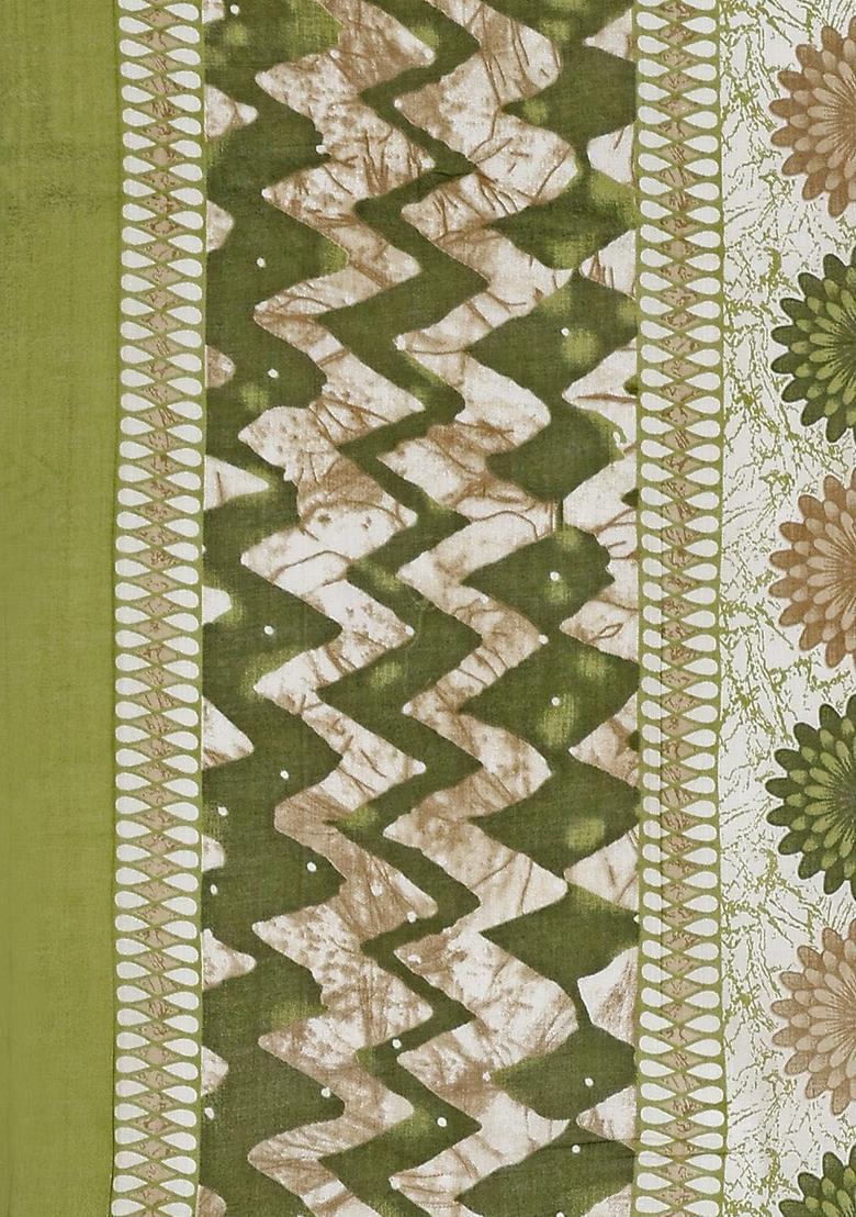 Green Printed Cotton Kurta Set - Indya