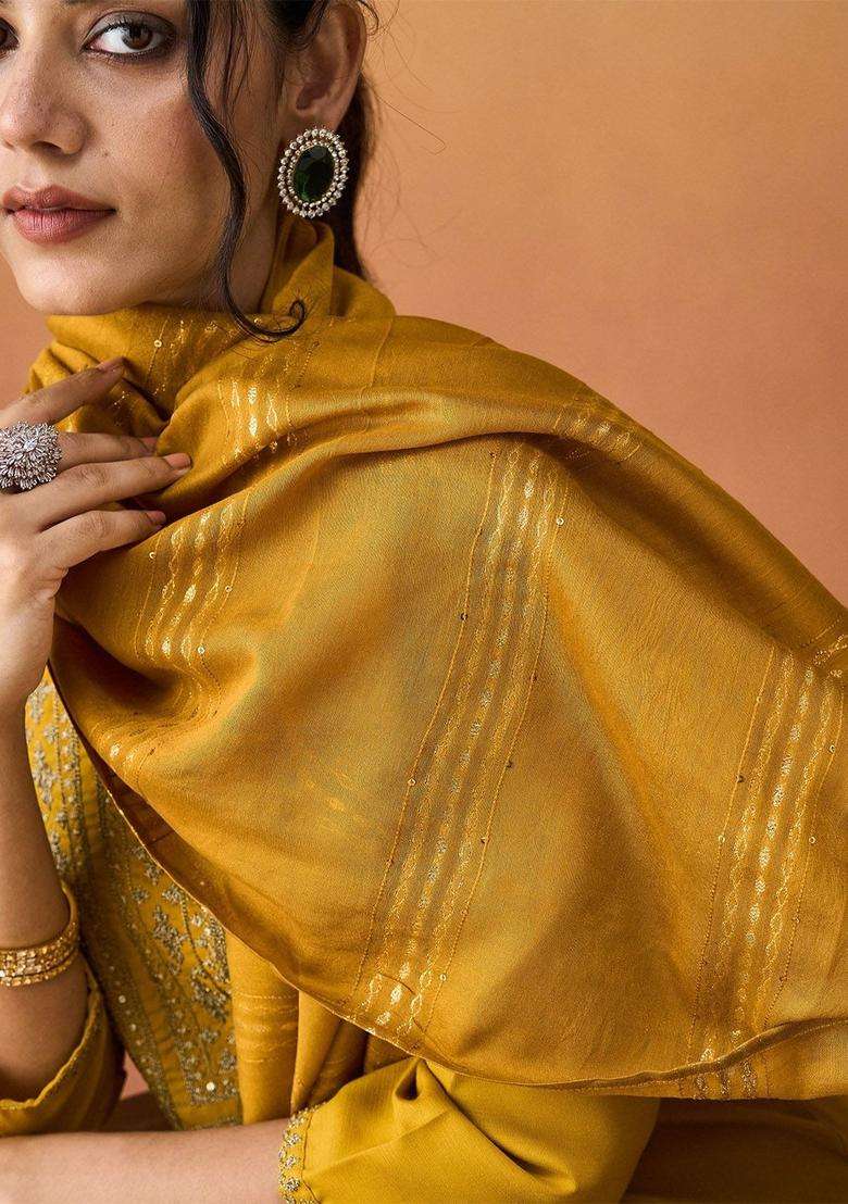 Yellow Yoke Design Cotton Kurta Set - Indya