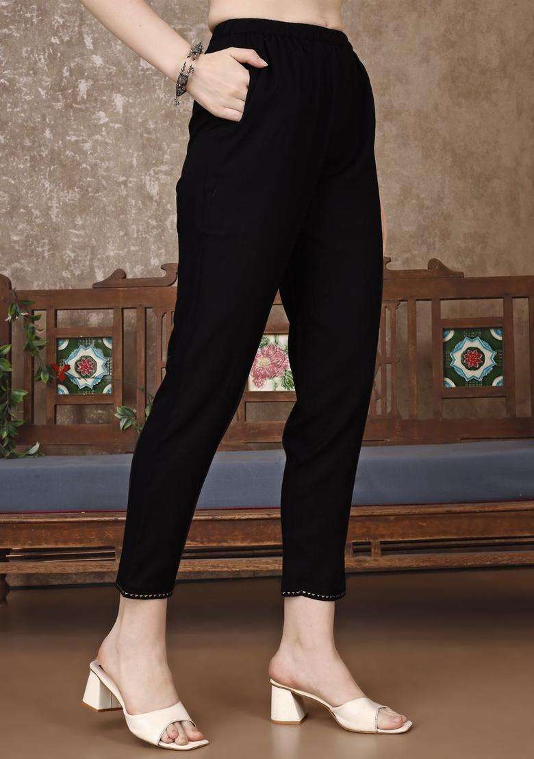 Black Embroidered Cotton Kurta Set - Indya