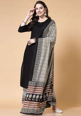 Black Solid Viscose Kurta Set
