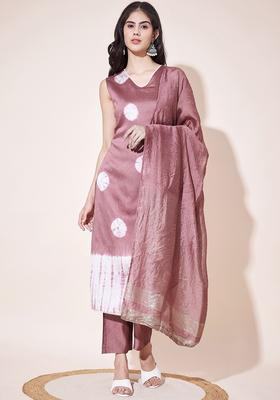 Gold Dyed Silk Blend Kurta Set