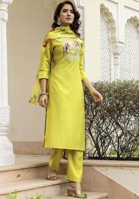 Green Yoke Design Viscose Kurta Set