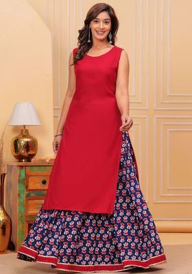 Maroon Solid Viscose Kurta Set