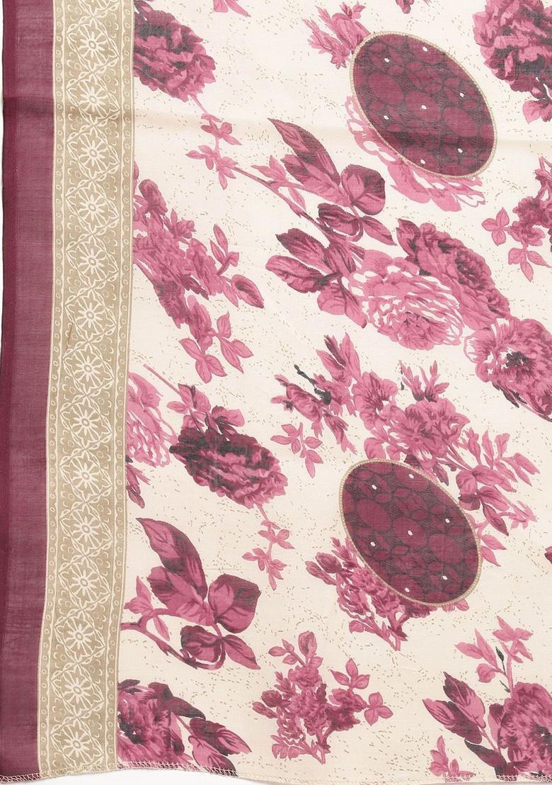 Maroon Printed Cotton Kurta Set - Indya