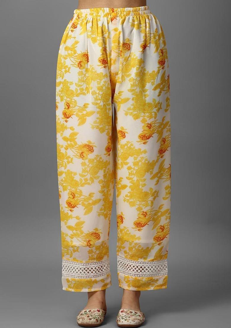 Yellow Printed Cotton Kurta Set - Indya