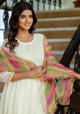 White Solid Georgette Kurta Set