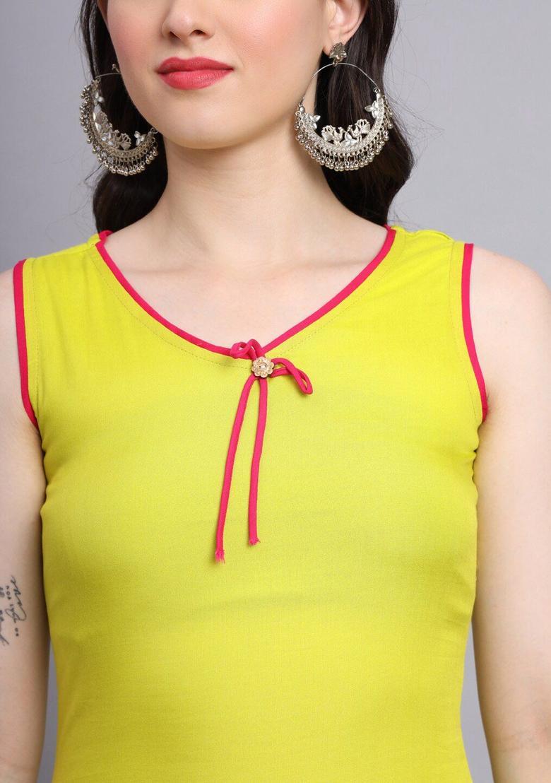 Green Solid Viscose Kurta Set - Indya
