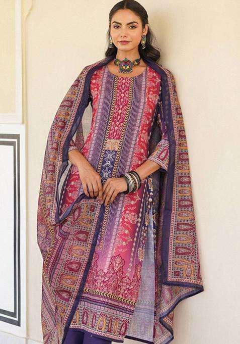 Multi Printed Polyester Kurta Set