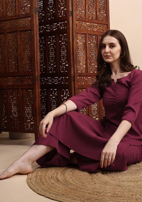 Multi Woven Design Silk Kurta Set — view on Indya