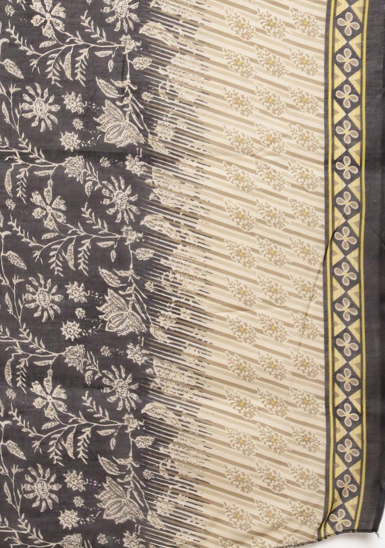 Beige Printed Cotton Kurta Set - Indya