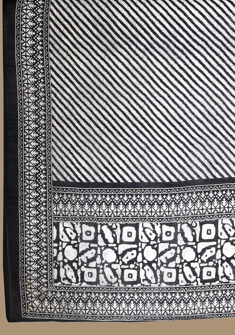 Black Printed Viscose Kurta Set - Indya