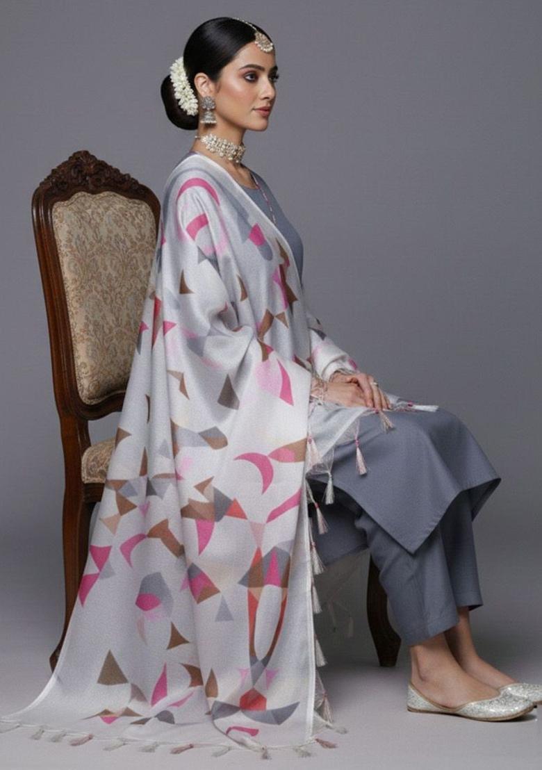 Grey Solid Cotton Kurta Set - Indya
