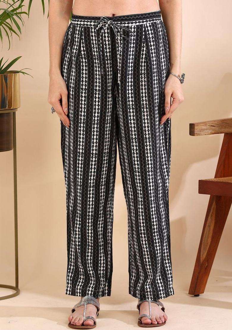 Black Printed Cotton Kurta Set - Indya