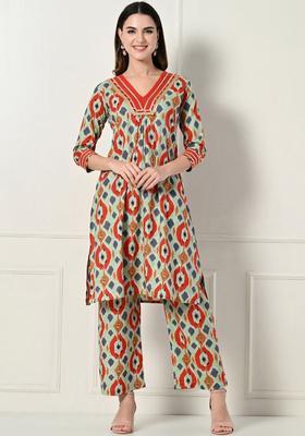 Multi Printed Cotton Kurta Set