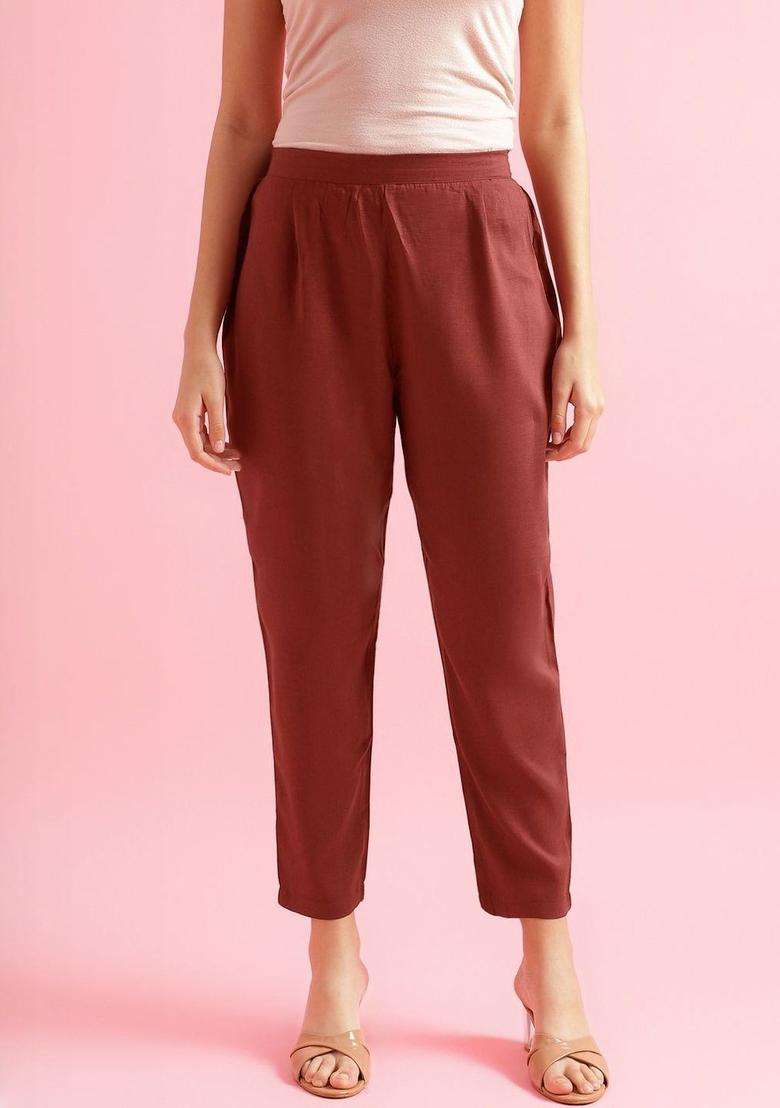 Maroon Embroidered Silk Kurta Set - Indya