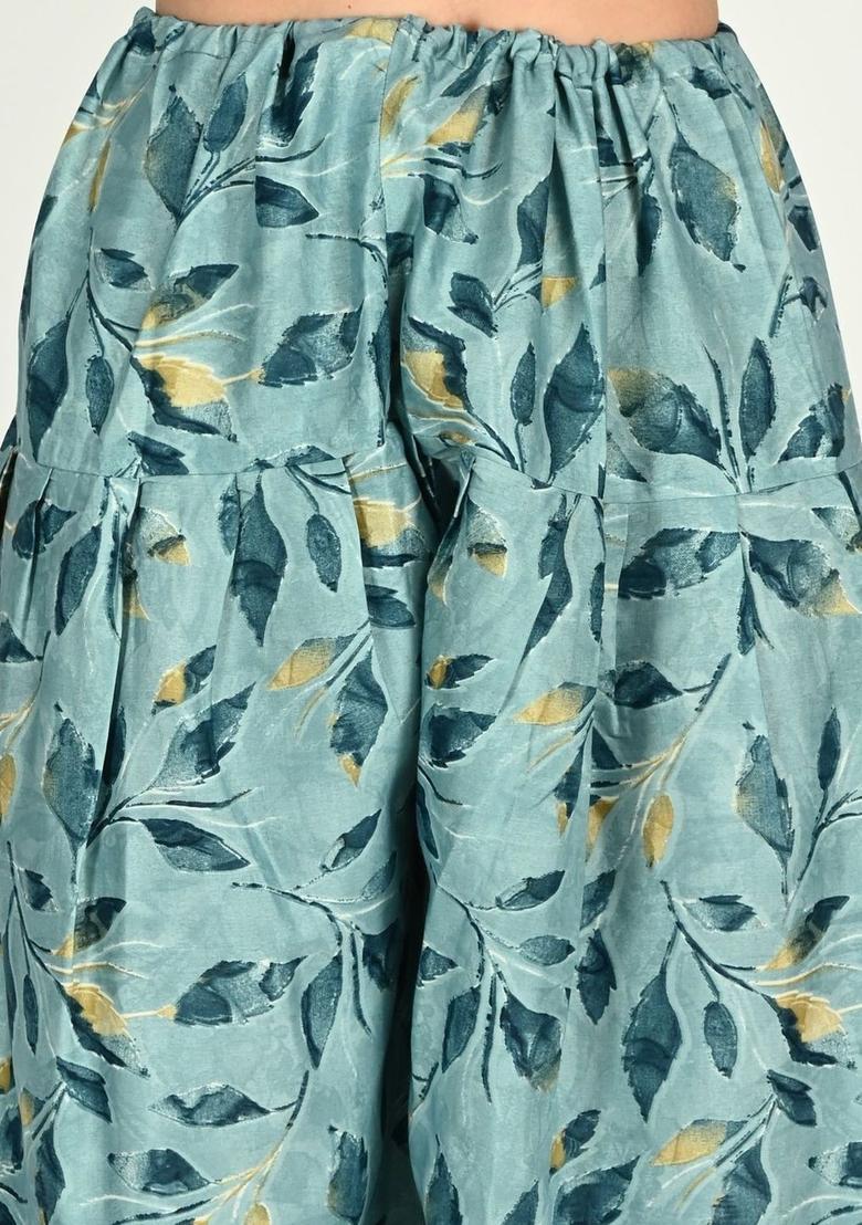 Blue Self Design Cotton Kurta Set - Indya