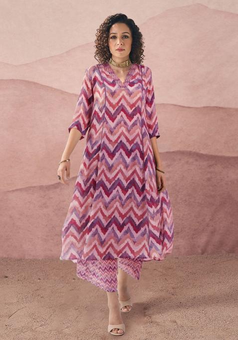 Peach Solid Viscose Kurta Set — view on Indya