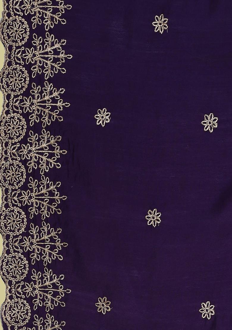 Purple Solid Silk Kurta Set - Indya