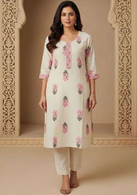 Cream  Cotton Kurta