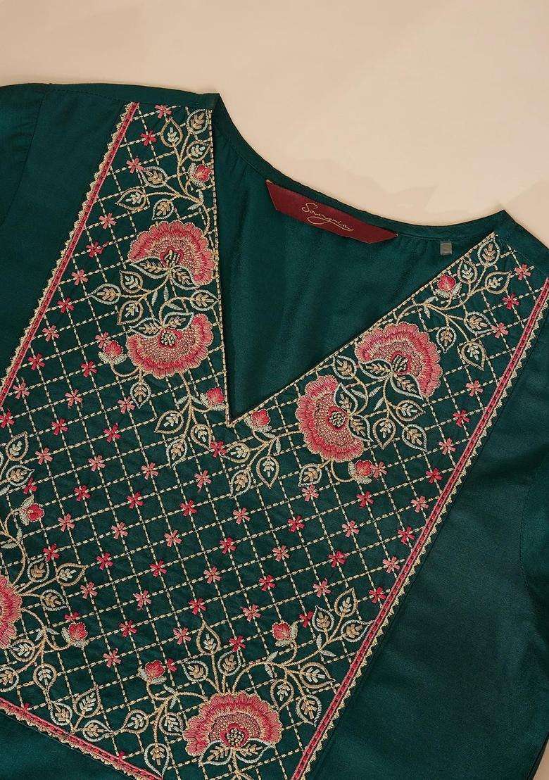 Green  Blended Kurta - Indya