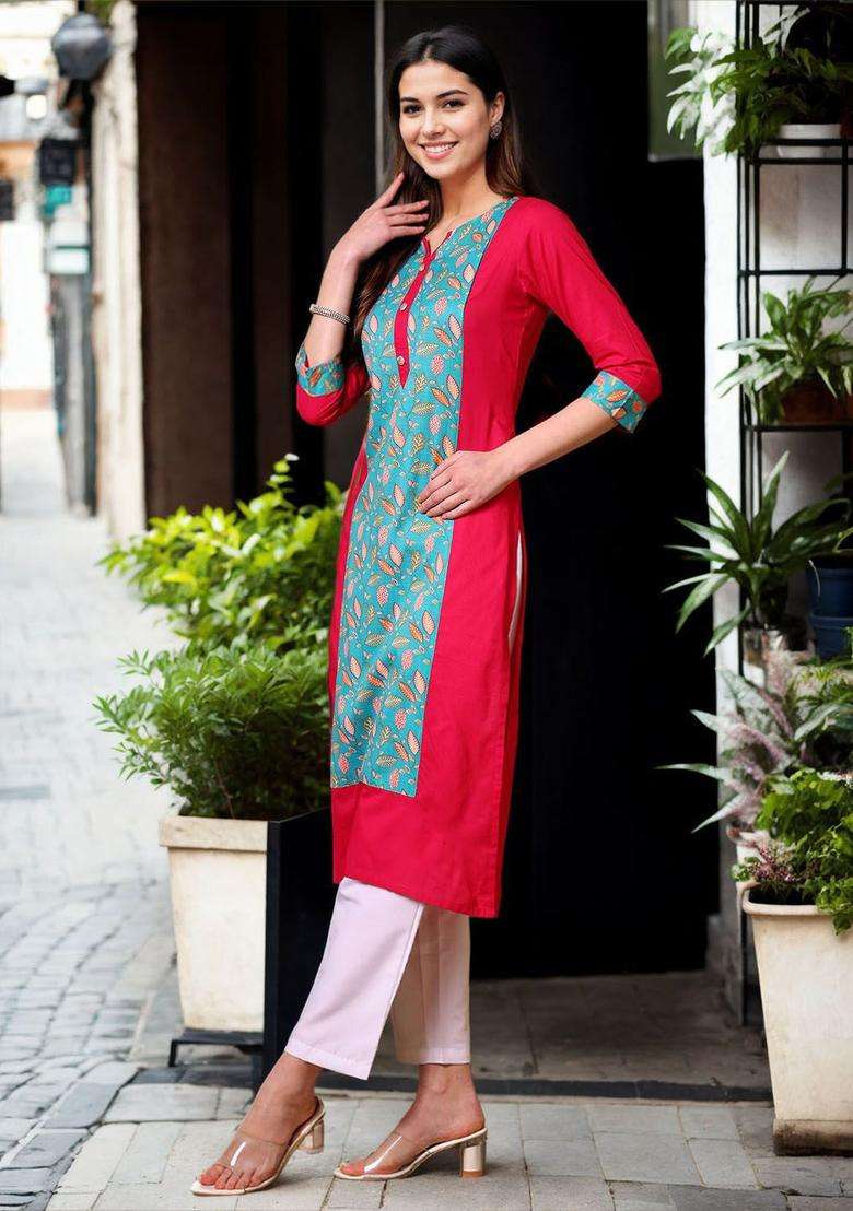 Pink  Cotton Kurta - Indya