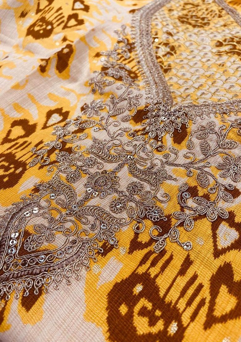 Yellow Printed Polyester Kurta Set - Indya